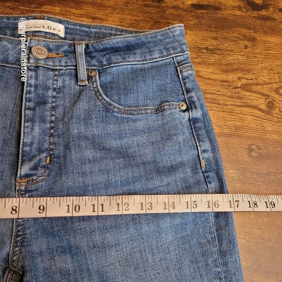 Loft Jeans Sz 4 Curvy Skinny Mid Rise Fringe Tier Hem Tummy Control - Picture 8 of 13